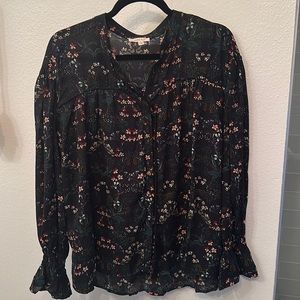 Fun oversized floral black blouse